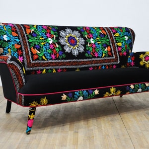 Suzani 3-seater sofa - black passion