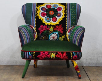 Suzani Armchair - green sun