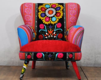 Suzani Armchair - strawberry