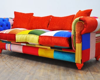 Chesterfield patchwork sofa - orange love