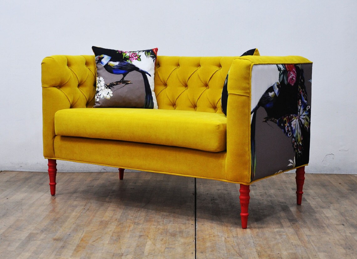 Loveseat amarillo amor sofá de 2 plazas Etsy