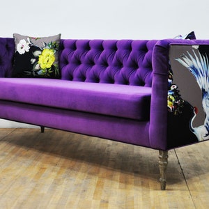 Loveseat Purple 3 Seater Sofa Etsy UK