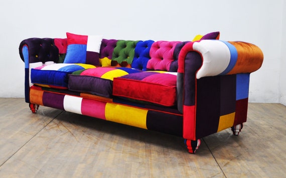 Chesterfield Patchwork Sofa Rainbow 