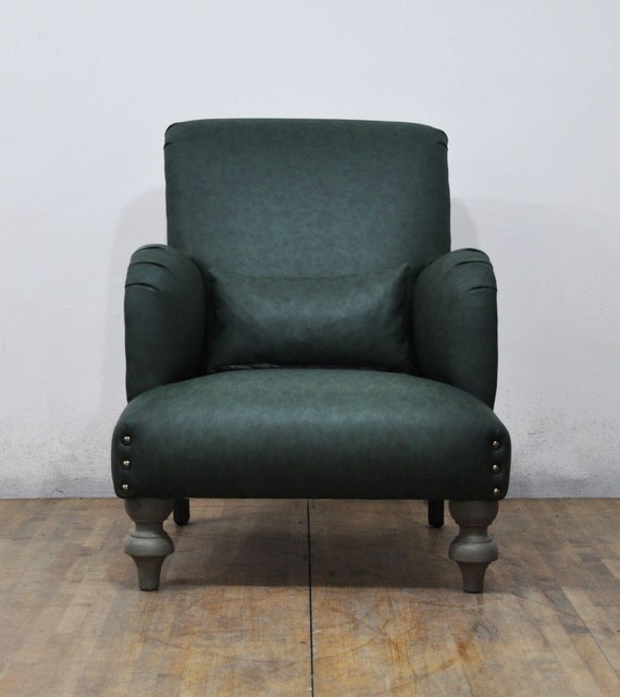 Dark green leather armchair hotsell