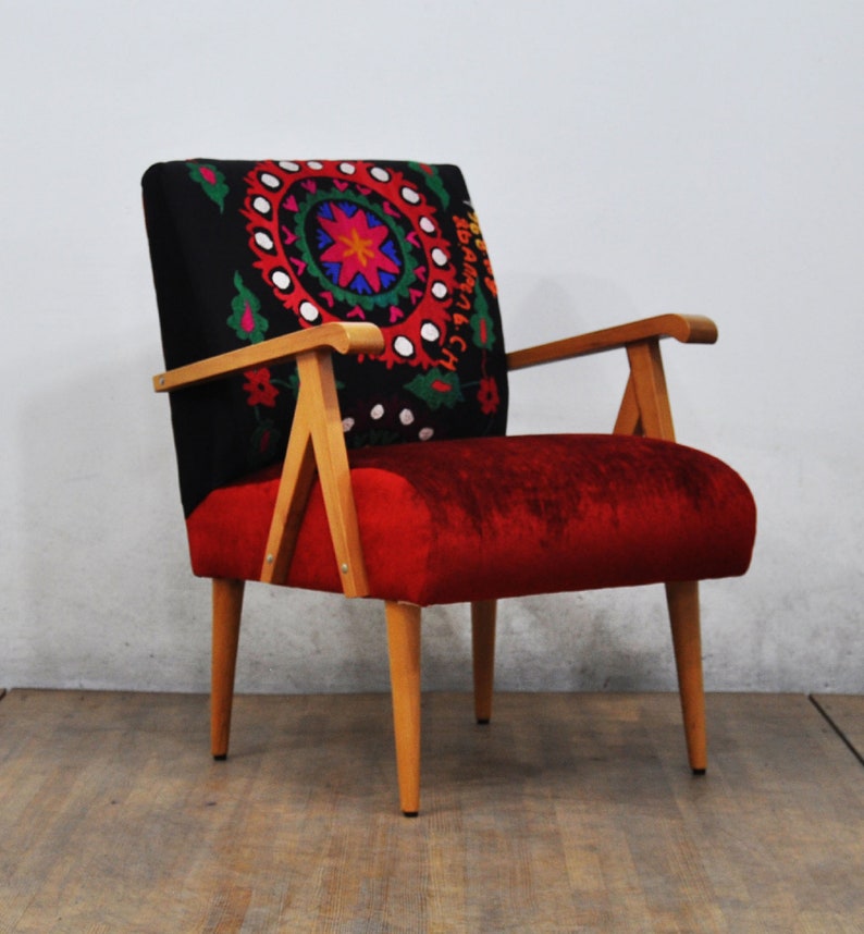 Wooden Armchair vermilion 1968 image 3