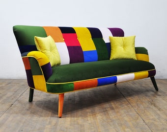 Patchwork 3-seater sofa - green valley