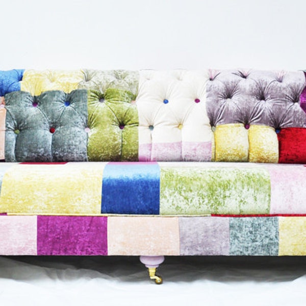 velvet chesterfield patchwork sofa