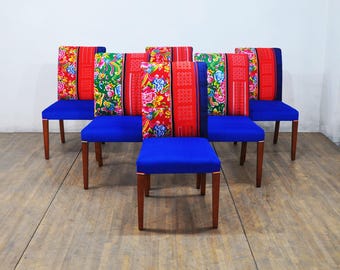 6 sillas de comedor - arcoíris azul