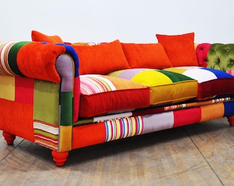 Sofá Chesterfield patchwork - naranja amor