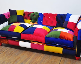 Chesterfield Patchwork Sofa - Rainbow - Etsy