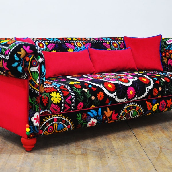 Suzani Sofa - red love