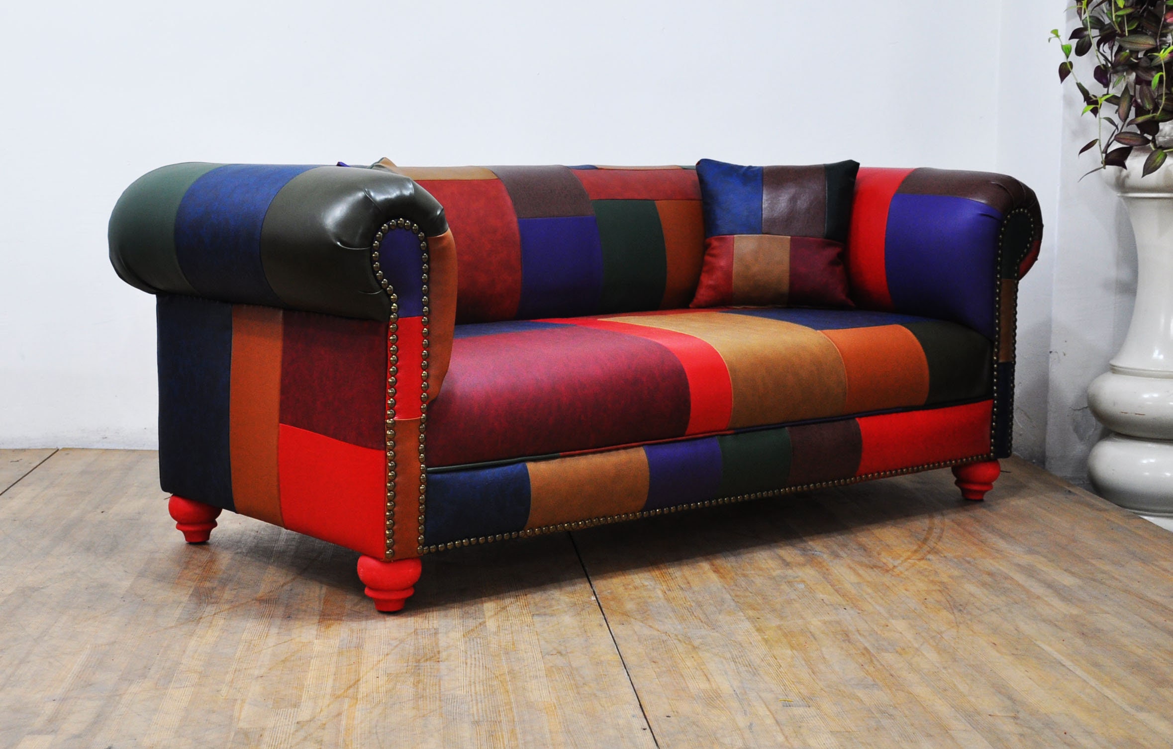 Patchwork Leather Chester 2seater Sofa Etsy Sweden