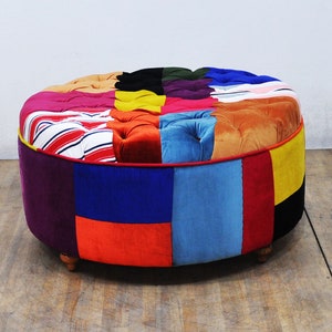 Patchwork Round Ottoman Summer image 5