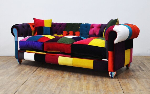 Chesterfield Patchwork Sofa Rainbow - Etsy Canada