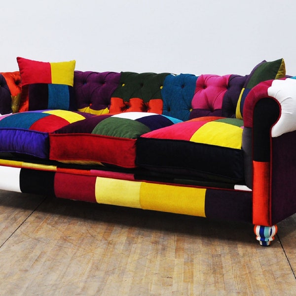 Chesterfield patchwork sofa - rainbow