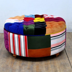 Patchwork Round Ottoman Summer image 3