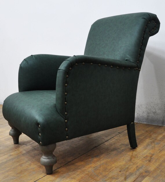 Dark green leather armchair new arrivals