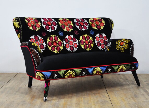 Black floral couch deals