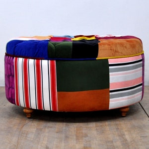 Patchwork Round Ottoman Summer image 6