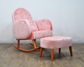 Mecedora y reposapiés - gota de lluvia rosa