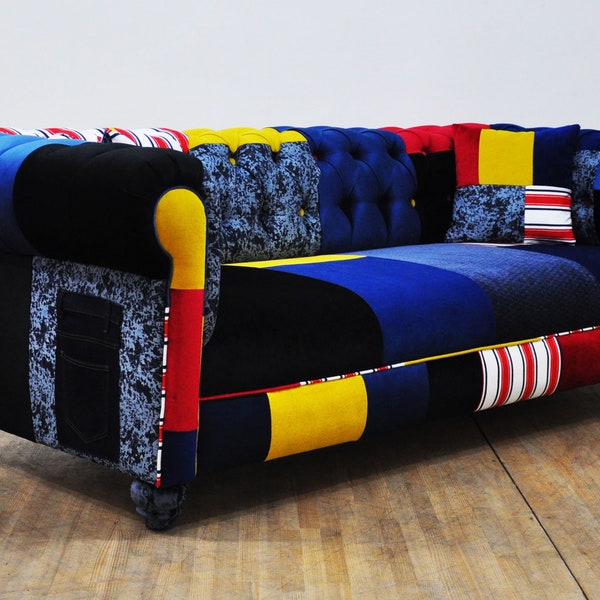JEAN PATCH - denim chesterfield patchwork sofa