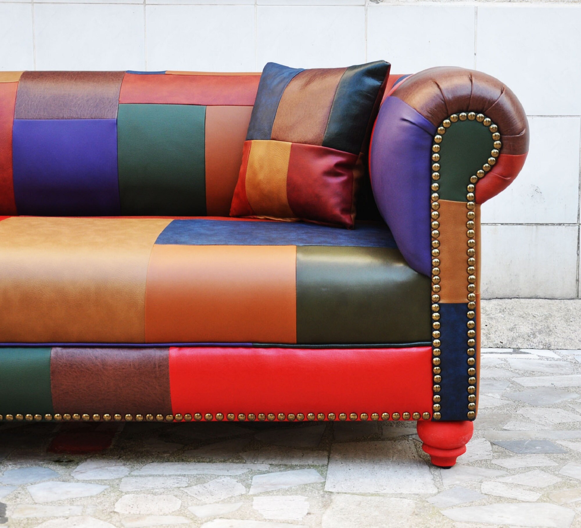 Patchwork Leather Chester 2seater Sofa Etsy Sweden