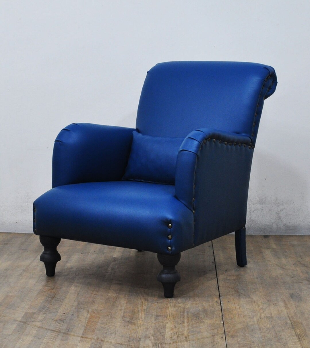 Blue Leather Armchair Etsy