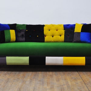 Chesterfield Patchwork Sofa - green peace