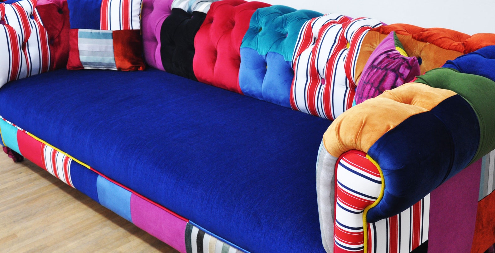 Chesterfield patchwork sofa blue sky Etsy