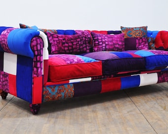 Chesterfield Patchwork Sofa - purple jam