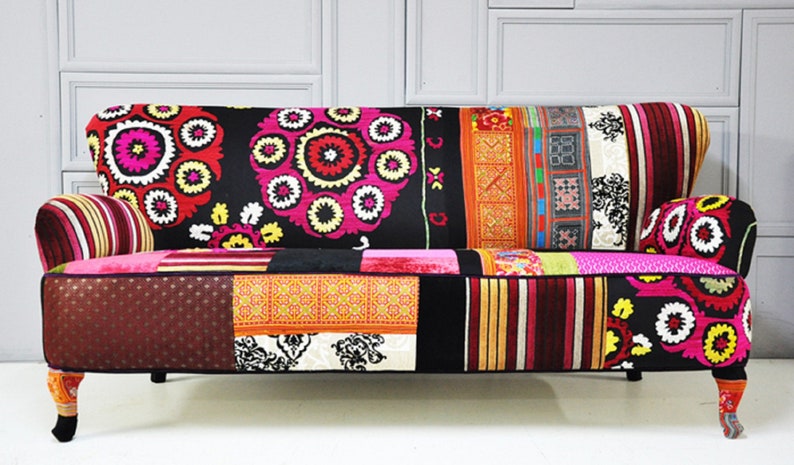 Patchwork 3-seater sofa Suzani dream zdjęcie 1