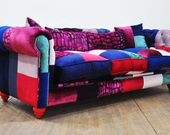 Sofá Chesterfield Patchwork - rosa púrpura