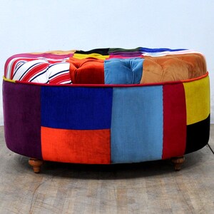 Patchwork Round Ottoman Summer image 4