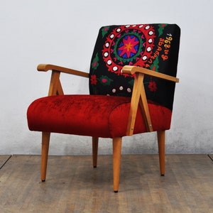 Wooden Armchair vermilion 1968 image 1