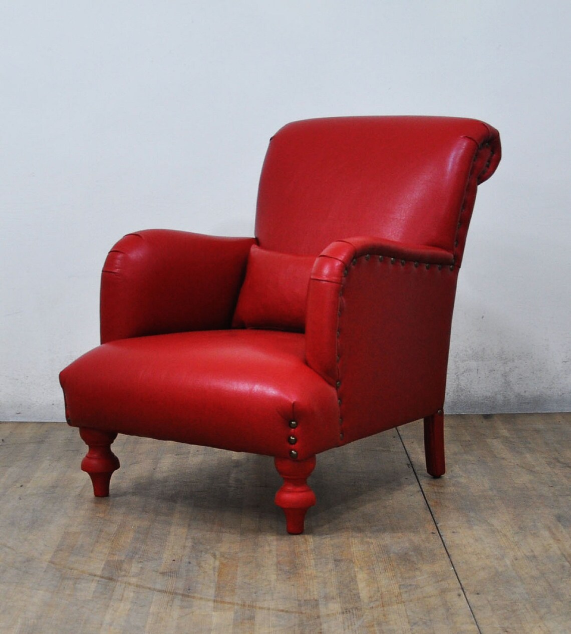 Red Leather Armchair Etsy