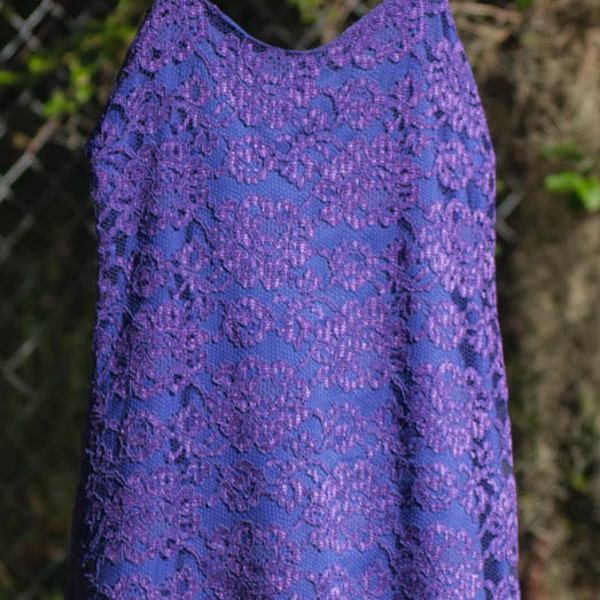 Customized Vintage Purple Lace Trim Dress