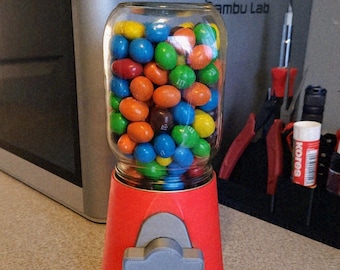 Máquina dispensadora de dulces en frasco de vidrio simple - Impresión 3D FUNCIONAL - Modelado BLENDER - BAMBULAB - Edición limitada, quedan solo unos pocos.