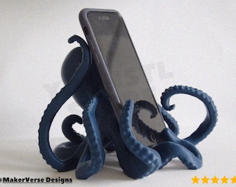 Soporte para teléfono con forma de escultura de pulpo, modelo BambuLab, archivo para impresión 3D - Pulpo, Blender STL BambuLab - Edición limitada, quedan pocos.