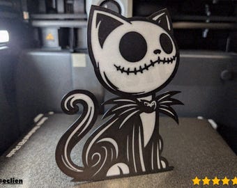 JACK SKELLINGTON CAT, Nightmare Christmas Jack Skellington - 3D Printing - Blender Modeling - BambuLab - Limited Edition, Only Few Left.