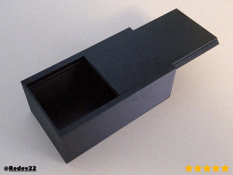 Detailed view of the sleek, functional SLIDING LID BOX designed for FDM 3D PRINTING. Perfect for storing trinkets, jewelry, or small electronic components. This ready-to-print CONTAINER is optimized for high-speed printing on BambuLab machines, appealing to all Makers and DIY hobbyists seeking an elegant storage solution.