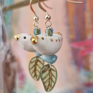 Pendientes de porcelana Peace Birds Artesan Beads