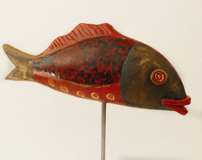 Ceramic Fish Garden Art Garden Decor Etsy