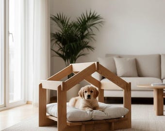 Luxury Solid Oak Cat House, Designer Wooden Pet Bed, Modern Cat Furniture, Premium Cat Cave, Scandi Pet House, Small Dog Bed Indoor