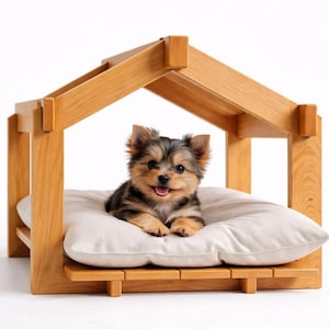 Casinha de luxo para animais de estimação em carvalho maciço, estilo escandinavo, ideal para cães e gatos, com design exclusivo e design sofisticado. Perfeito para presentear amantes de animais.