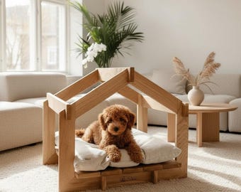 Luxury Solid Oak Cat House, Designer Pet Bed, Modern Cat Furniture, Premium Cat Cave, Scandi Pet House, Small Dog Bed Indoor