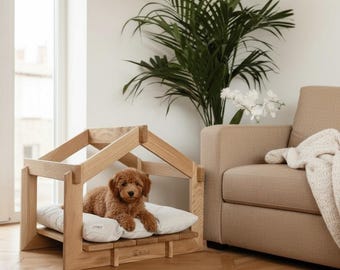 Limited Edition Cat House Solid Oak, Premium Pet Bed, Designer Cat Furniture, Modern Cat Cave, Small Dog Bed Indoor, Wooden Cat House