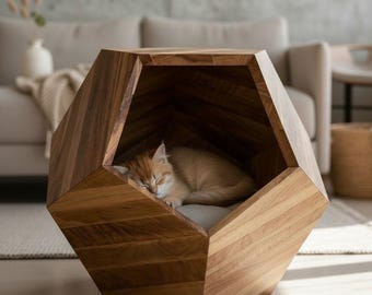 Small Dog House Solid Oak, Luxury Dog Bed Wooden, Puppy House Indoor, Designer Pet Furniture, Modern Dog Bed, Scandi Pet House