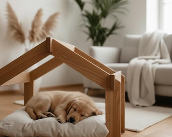 Luxury Solid Oak Dog House Indoor, Designer Dog Furniture, Premium Small Dog Bed, Modern Dog Cave, Exclusive Dog House, Wooden Dog Bed
