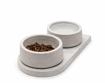 Beton Fressnäpfe | Modernes Hundekatzen-Fütterungsset, Eco Anti-Rutsch-Design
