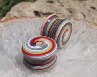 Multi-Color//Glass Gauges//Plugs//15MM size//Blue//Green//Red//Yellow//White